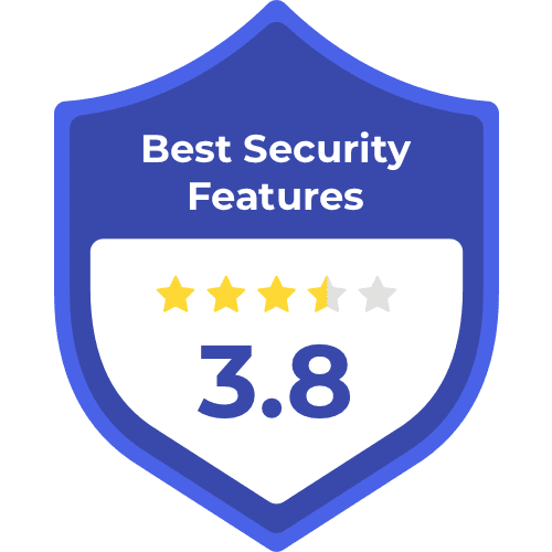 Best security features badge, with 3.8 stars